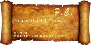 Petrovity Célia névjegykártya